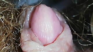 Hairy Pussy With Big Clit Grools Wet in Closeup Orgasm!