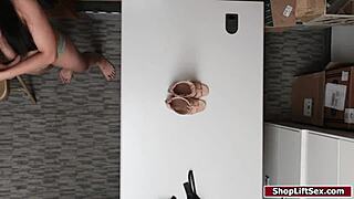 Asian shoplifter gets fucked by police officer in office during work shift