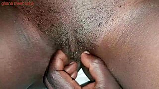 playing with ebony pussy and fucking it with a coke bottle 😈