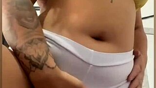 little slut cumming hard on the swing, flashing for all