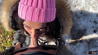 i had real sex in the snowy forest, getting a creampie