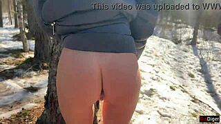 i had real sex in the snowy forest, getting a creampie