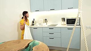 Cute teen 18+ cleverly finds way to pay her rent