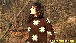 pissing in a secure place outdoors with fetish elements