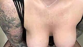 why is paige in fishnets using big black dildo?