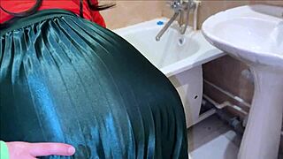 Stepson lifts stepmom's skirt and fucks her big ass