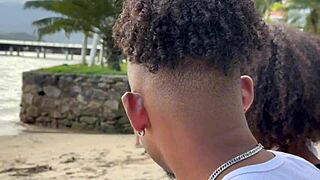 black couple picks up beach stranger for home adventures with bruninha