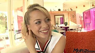 Mofozo Com - Busty Cheerleader Gets The Cum Sprayed Over Her Body