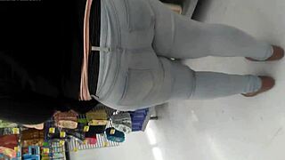 Filming the chubby girl at the supermarket