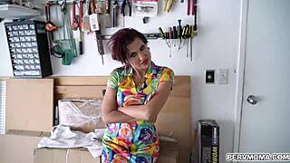 Horny stepmom savana styles and stepson fucking inside the garage