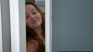 Busty stepsister caught spying on stepbro, red eviee in taboo encounter