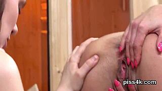 Intense teen lesbians squirting wet snatches