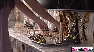 Big ass latina stepsis and teen bestie fuck stepbro on New Years!