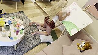 petite college student teases big dick with handjob