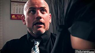 Does the secretary throat and get fucked rough by her boss?