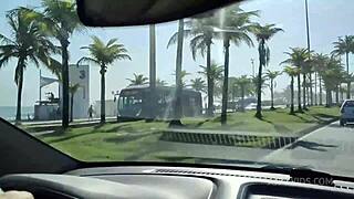 cute brazilian heloa green takes monster cock in public beach anal dp with 60 watchers 😈