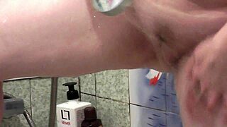 sexy milf frina shaves her hairy pussy again in the bathroom 🪒