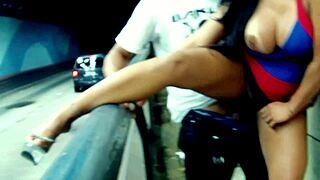 Wow, this hot babe flashes and fucks in the tunnel, then has to explain to the cops!