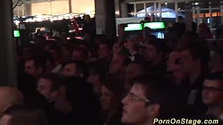 Blonde Lesbians Kissing Licking in Public Orgy Toys