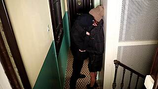 meeting my neighbor at the stairs