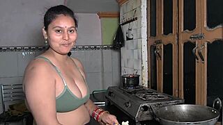 Cooking turns sexy in the kitchen while chopping veggies with a monster cock