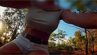 amazing milf flashing her tits on public bike ride