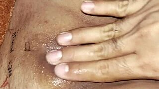 Frida latina housewife fingers her tight pussy in exhibitionist display