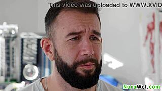 Sexy blonde teen masseuse EXPLAINS nuru massage to client! Anna Claire Clouds with Will Pounder