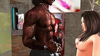 Babydoll Takes Deep Inside a Huge Cock Fucks Guy Cock Squirt Cum Black BBC Machinima Second Life Full On Red