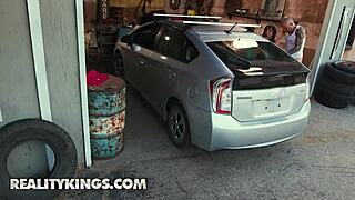 Reality kings - august skye eyes hot mechanic in garage for big cock