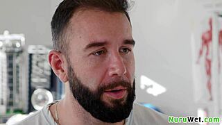 Sexy blonde teen masseuse EXPLAINS nuru massage to client! Anna Claire Clouds with Will Pounder