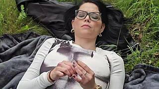 Smoking on Grass and Showing Boobs in Sun