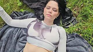 Smoking on Grass and Showing Boobs in Sun