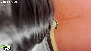 Hot Bride Licks Pussy Before Gloryhole Fuck