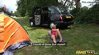 British Luci Reign fucks taxi driver's huge white cock