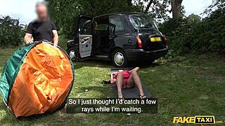 British Luci Reign fucks taxi driver's huge white cock