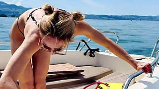 Boat wash in sexy thong swimsuit summer