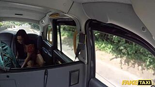 British Luci Reign fucks taxi driver's huge white cock