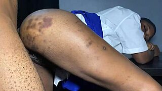 Intense doggystyle fucking of a big black cock in the office by a teacher