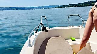 Boat wash in sexy thong swimsuit summer