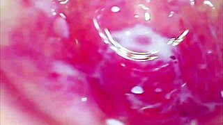 The glass dildo plunges deep into the tight juicy pussy, creating a homemade roller coaster of pleasure.