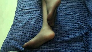 Stepmom allows stepson to jerk off to her feet