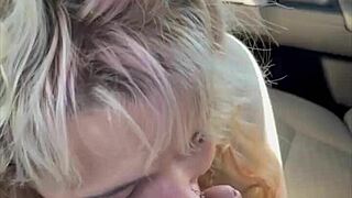 the real blonde hooker gives a bareback blowjob, gets bent over for fucking, and takes a load on her ass