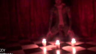 Teaser Succubus with Intricate Tattoos Displays Seductive Moves