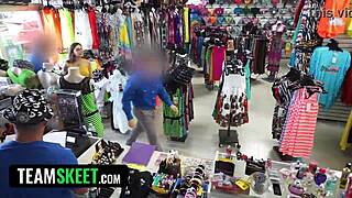 I caught this cute mormon girl shoplifting and she paid with her pink pussy