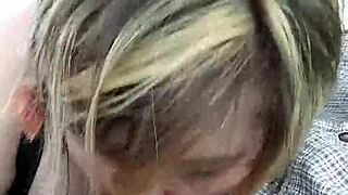 Bbw wife Liz giving blowjob on roadside