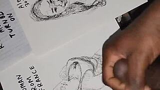 Covering women's tits in quick sketch with cum for finishing touch. Close-up cum covered jeans and groping.