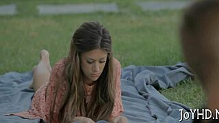 Legal age teen stuffs throat with cock