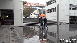 Boyfriend sells his sweet-looking barely legal 18+ teen girlfriend to friend for hardcore blowjob and rough sex.