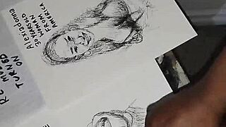 Covering women's tits in quick sketch with cum for finishing touch. Close-up cum covered jeans and groping.